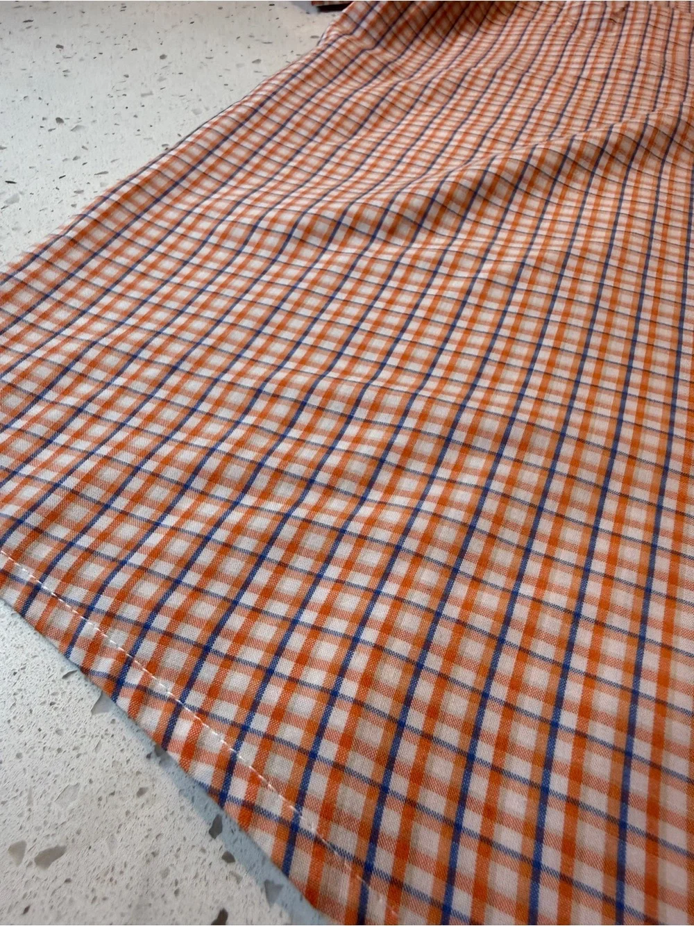 Chaps Orange and White Plaid Short-Sleeve Button-Down Shirt